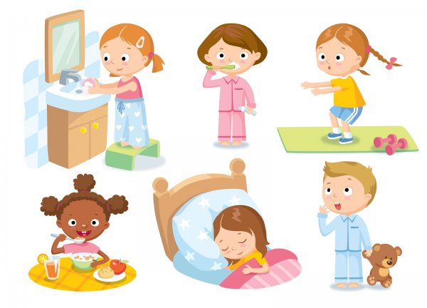 Детский распорядок дня в картинках