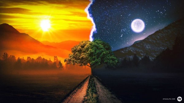 Пейзаж утром и вечером