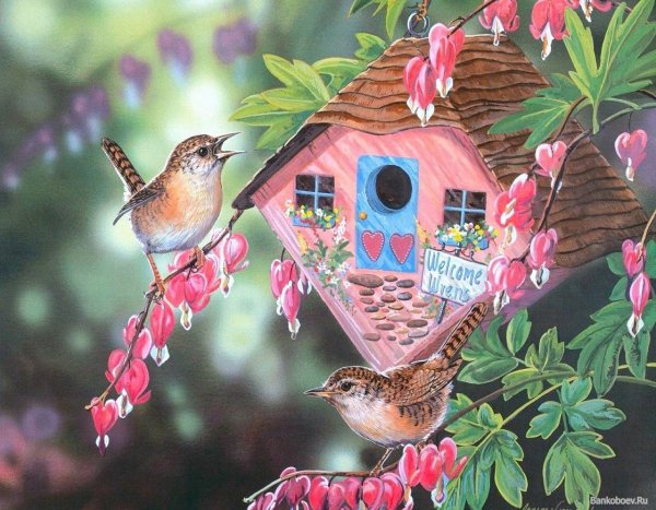 Красивые пожелания с птичками