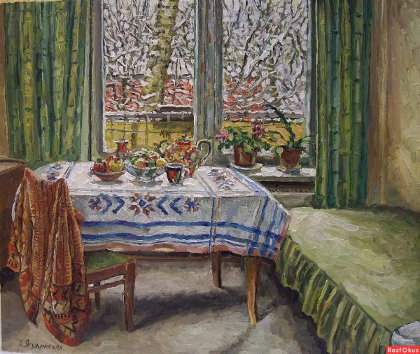 Деревенский интерьер в живописи