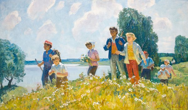 Самовар в саду в живописи