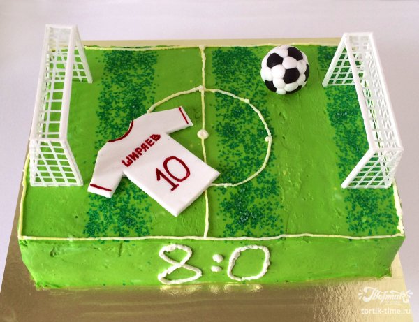 Торт для юного футболиста с воротами