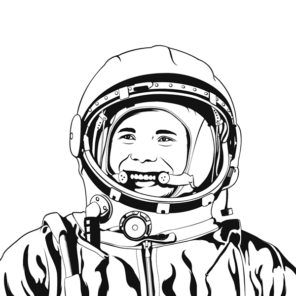 Юрий Гагарин раскраска для детей