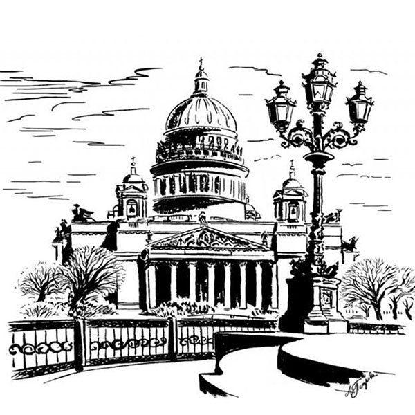 Питер Исаакиевский собор рисунок