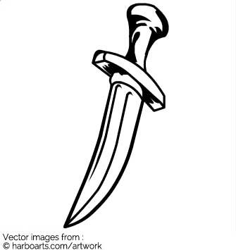 Кинжал вектор чб