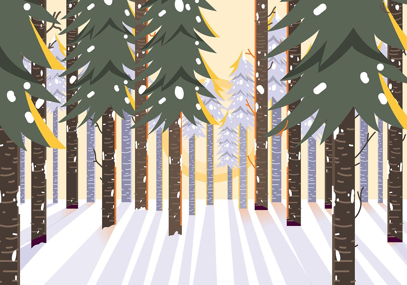 Зимний лес векторное изображение