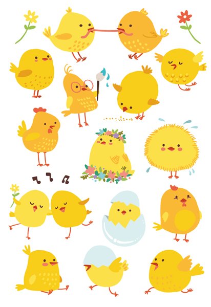 Наклейки милые цыплята