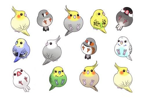 Попугайчики милые наклейки