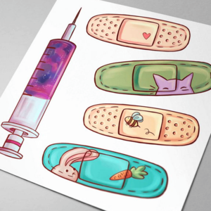 Милые пластыри на белом фоне