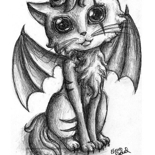 Тату кот демон