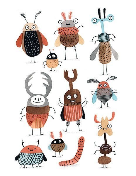 Букашки милые иллюстрации