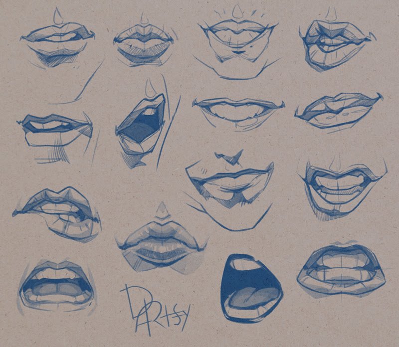 Как рисовать мужские губы