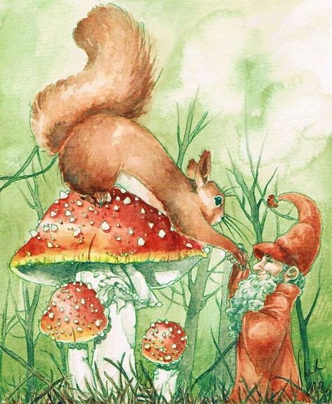 Мухомор акварель Сюзан Веллер