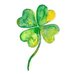 Лист клевера акварелью
