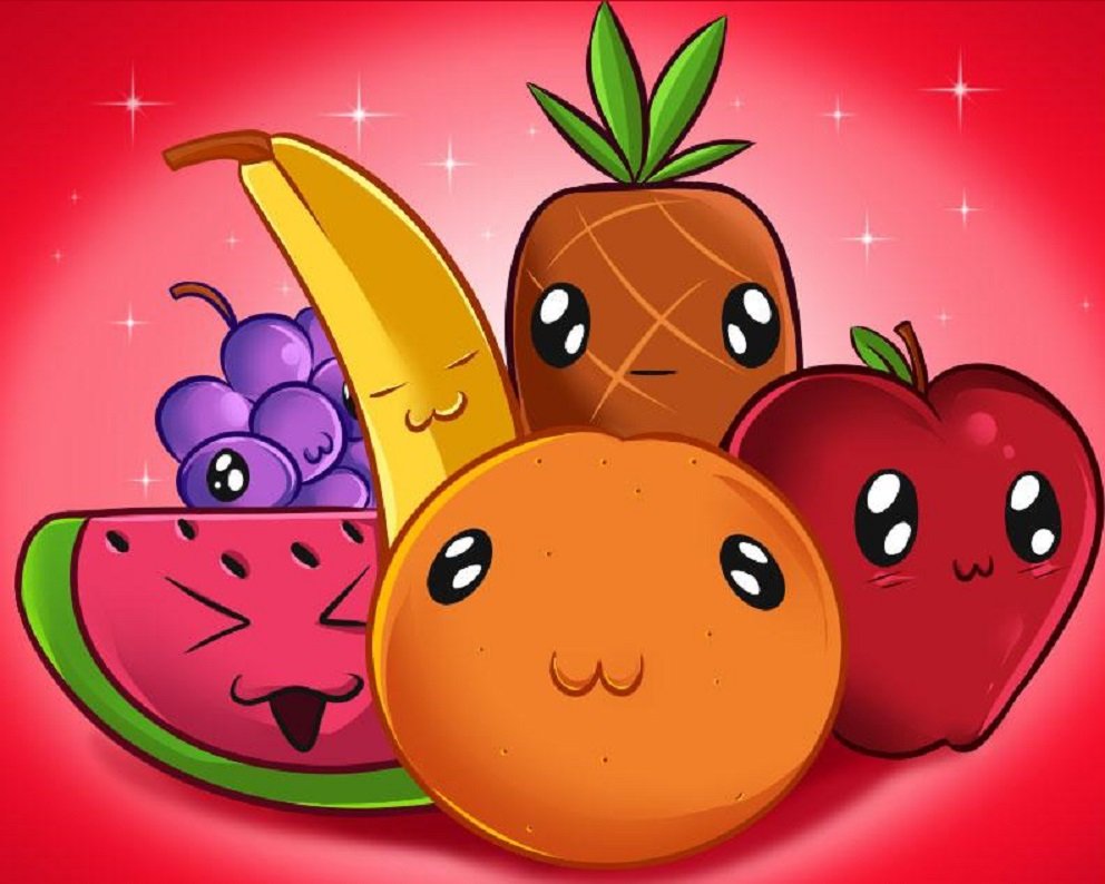 Fruits fun. Мультяшные фрукты. Милые фрукты. Мультяшные овощи и фрукты. Мультяшные фрукты милые.