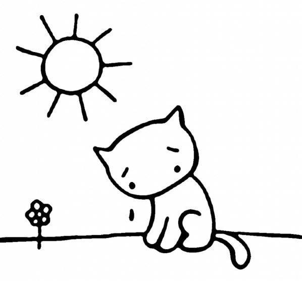 Грустная кошка рисунок