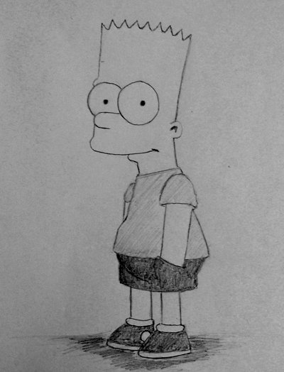 Барт симпсон карандашом грустный