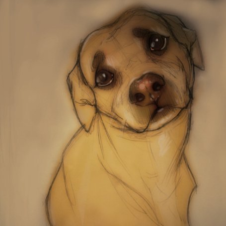 Грустная собака арт