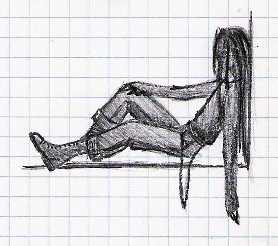 Как нарисовать женщину в чулках на тетради