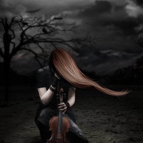 Грустная девушка с гитарой арт