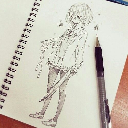 Аниме черной ручкой