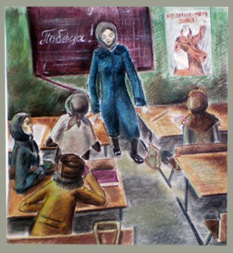 Лев Кассиль у классной доски