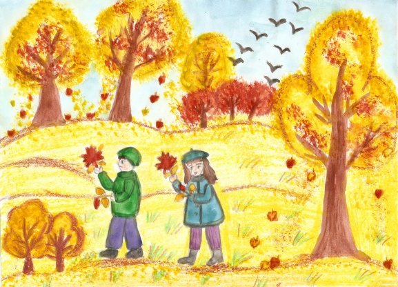 Детские рисунки на тему осень карандашом