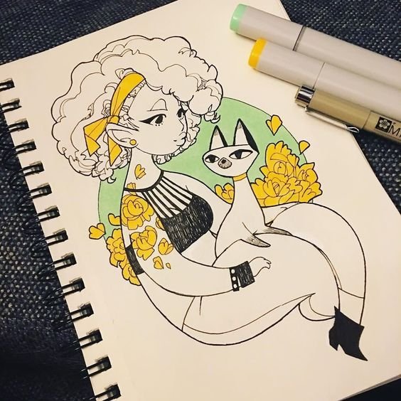 Рисунки маркерами в скетчбуке