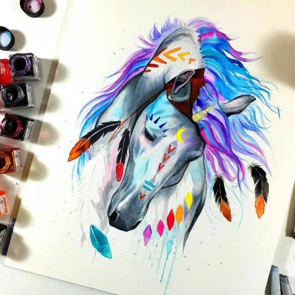 Акварельных тату Единороги