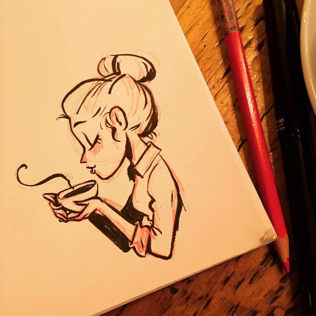 Зарисовка для скетчбука кофе карандашом