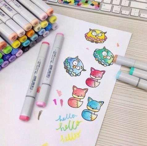 Маленькие рисуночки маркерами