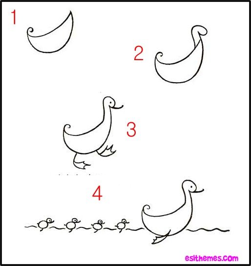 Как нарисовать утенка поэтапно