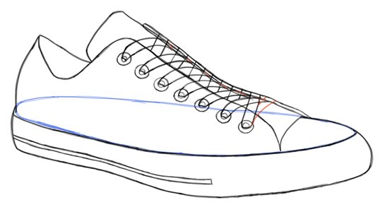 Кеды поэтапно карандашом