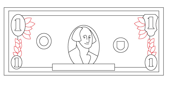 Доллар рисунок линиями