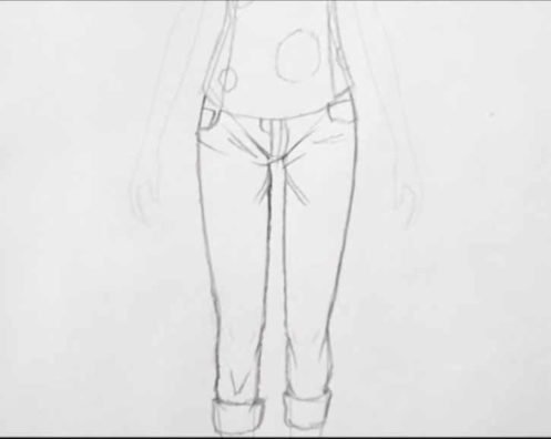 Рисунки талии девушек в джинсах карандашом