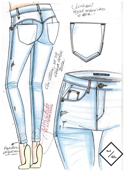Эскиз модели в джинсах