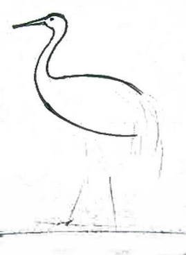 Нарисовать журавля карандашом поэтапно для детей маска