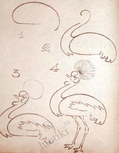 Как нарисовать журавля на 9 мая поэтапно