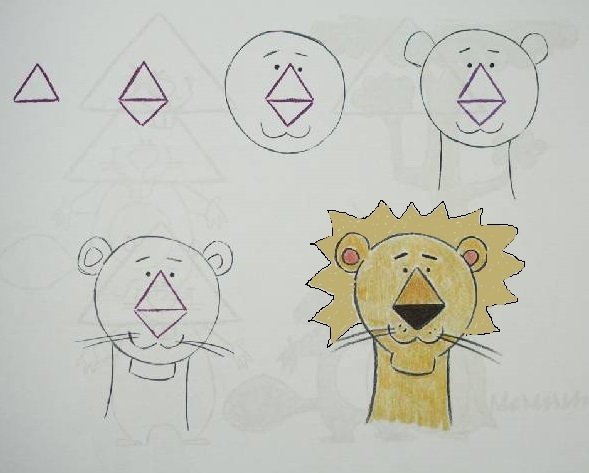 Схема рисования Льва для детей
