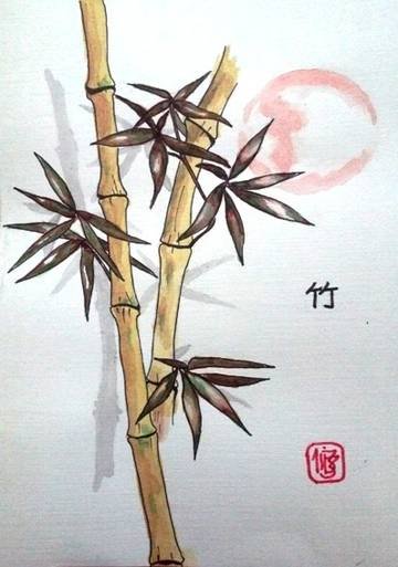 Бамбук рисунок гелевой ручкой