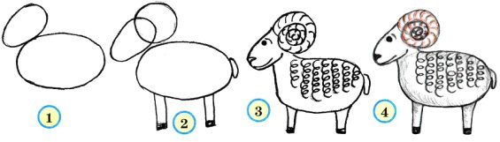 Поэтапное рисование барана