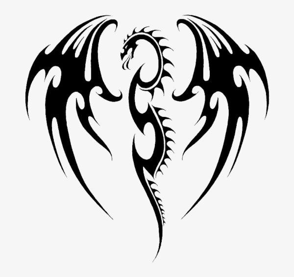 Силуэт дракона тату