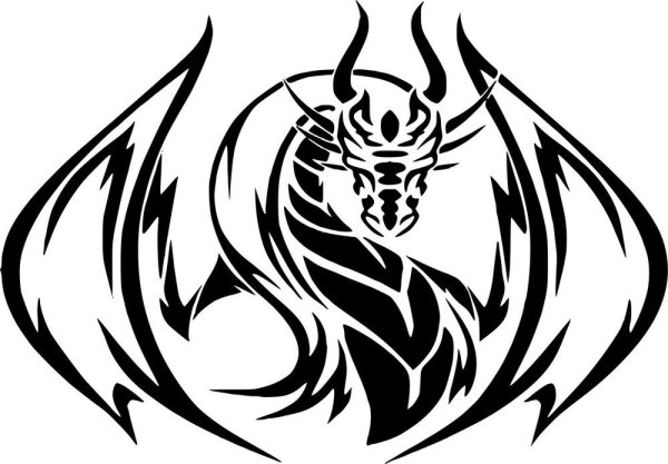 Дракон вектор чб