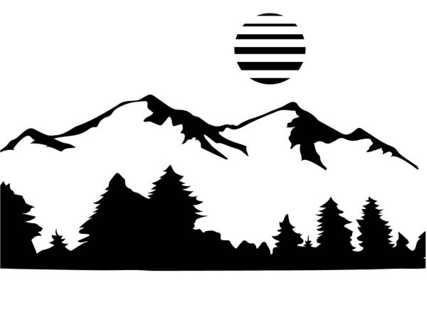 Силуэт леса и гор