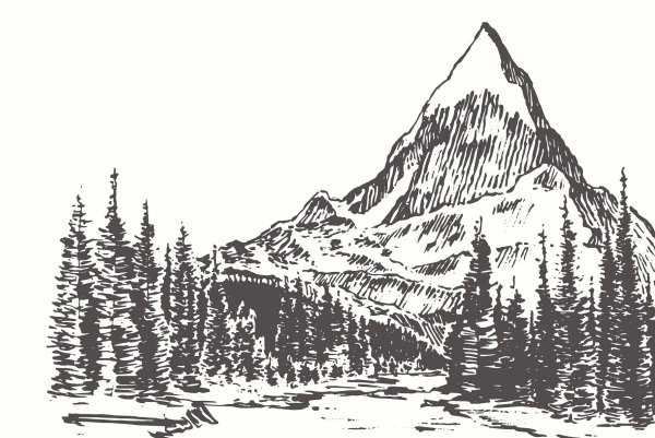 Горы гравировка