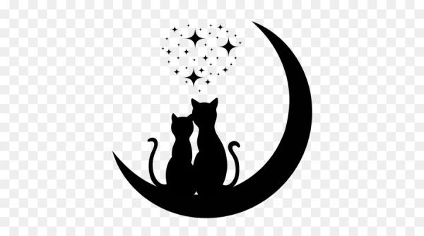 Силуэт кошки на фоне Луны