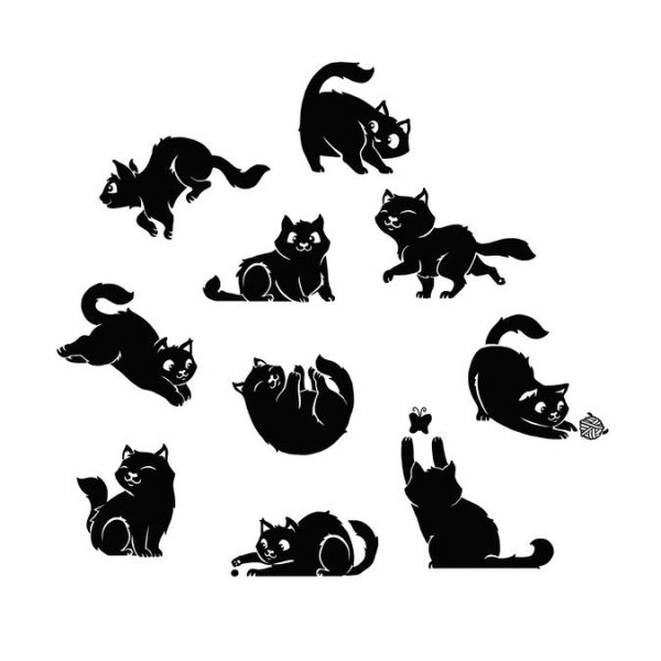 Кошка лежит силуэт