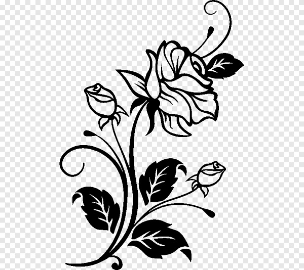 Цветок черный контур