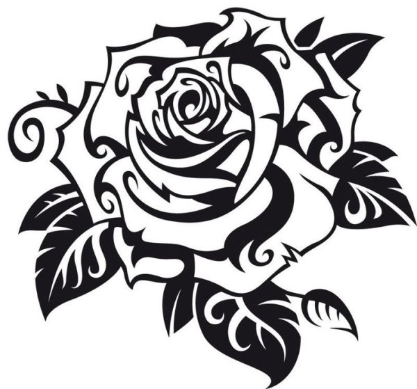 Трафарет тату роза