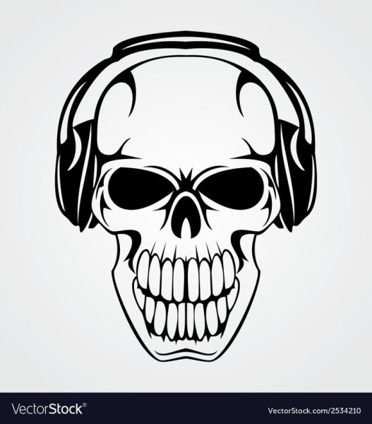 Череп с наушниками вектор